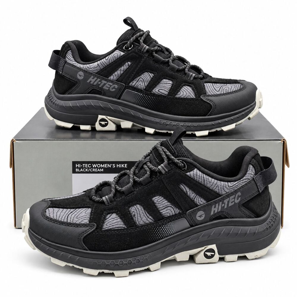 Hi-Tec Men's Hiking Trail Shoes Black Castle Rock Outdoor Walking Sneakers 9
